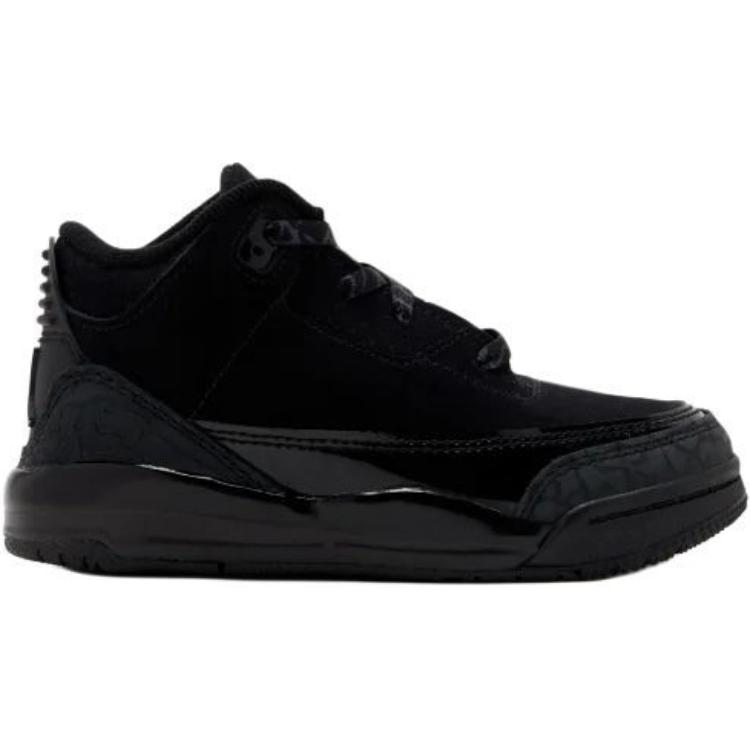 Jordan Air 3 нескользящие износостойкие кроссовки Mid Top для малышей Black — фото 3
