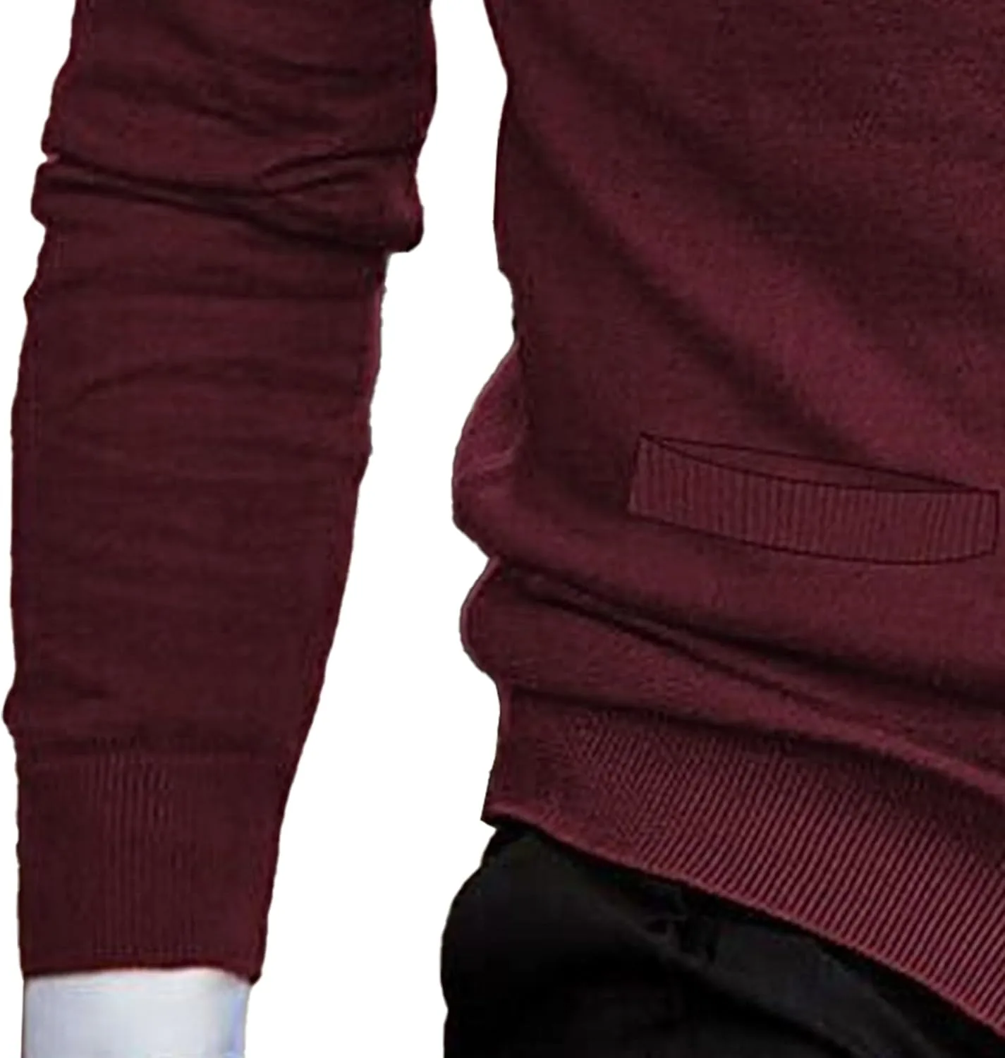 Мужской кардиган Slim Fit V-образным вырезом из шерстяной смеси с карманами — фото 3