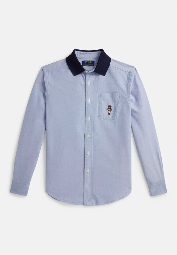 Рубашка polo bear oxford с трикотажным воротником, размер 714y. Polo Ralph Lauren, Blue