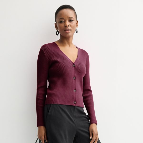 

Женский приталенный ребристый кардиган Sculpt Nine West, цвет maddie plum