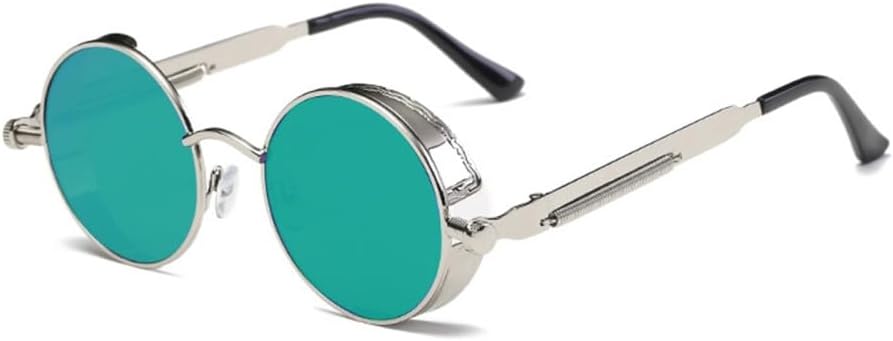 

Винтажные красные солнцезащитные очки в стиле стимпанк для мужчин, круглые, из сплава металла, ретро-солнцезащитные очки для женщин, готические солнцезащитные очки VFDHN, 9 Silver Green