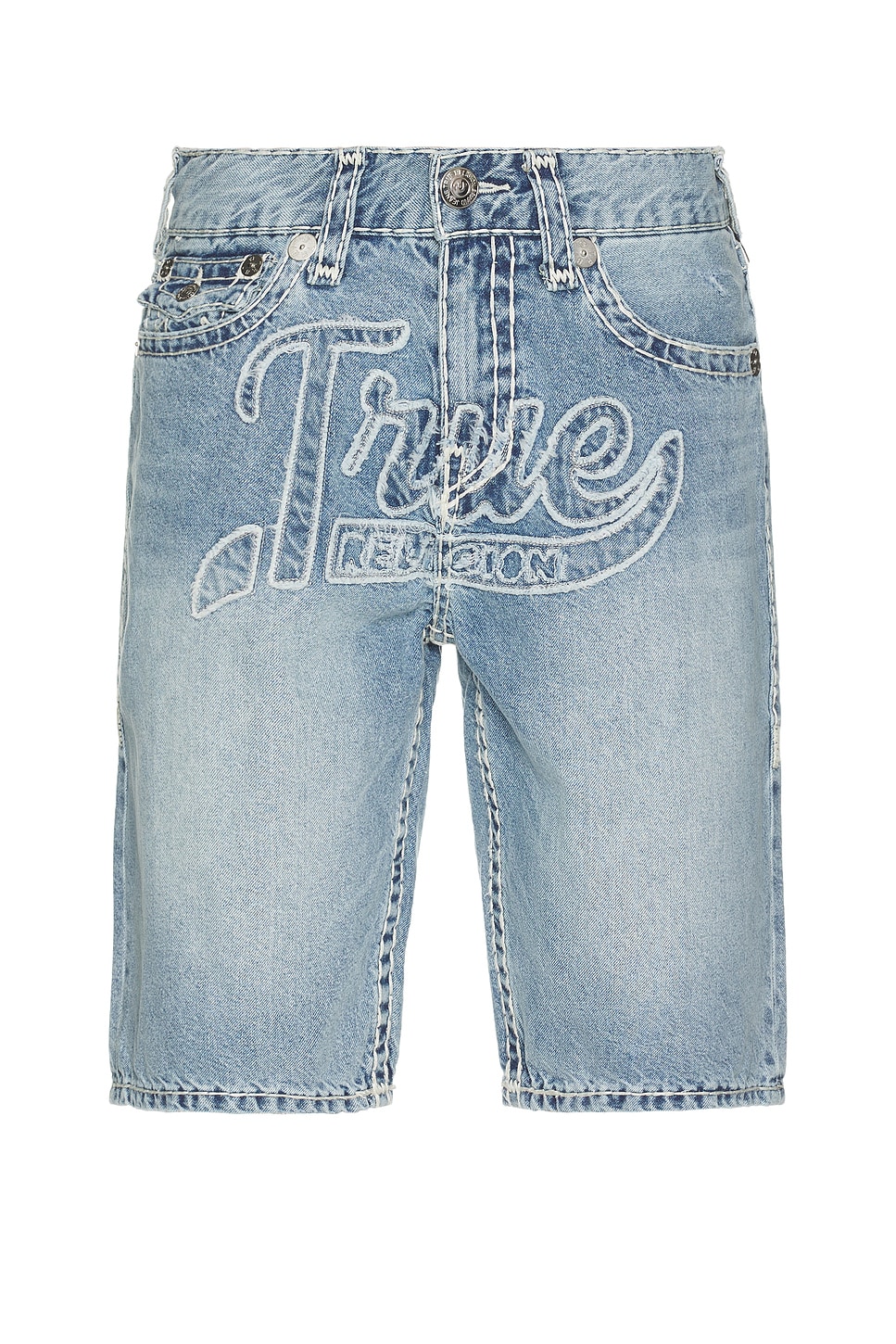 

Джинсовые шорты Fray graphic bobby super t от True Religion, bleach out medium wash