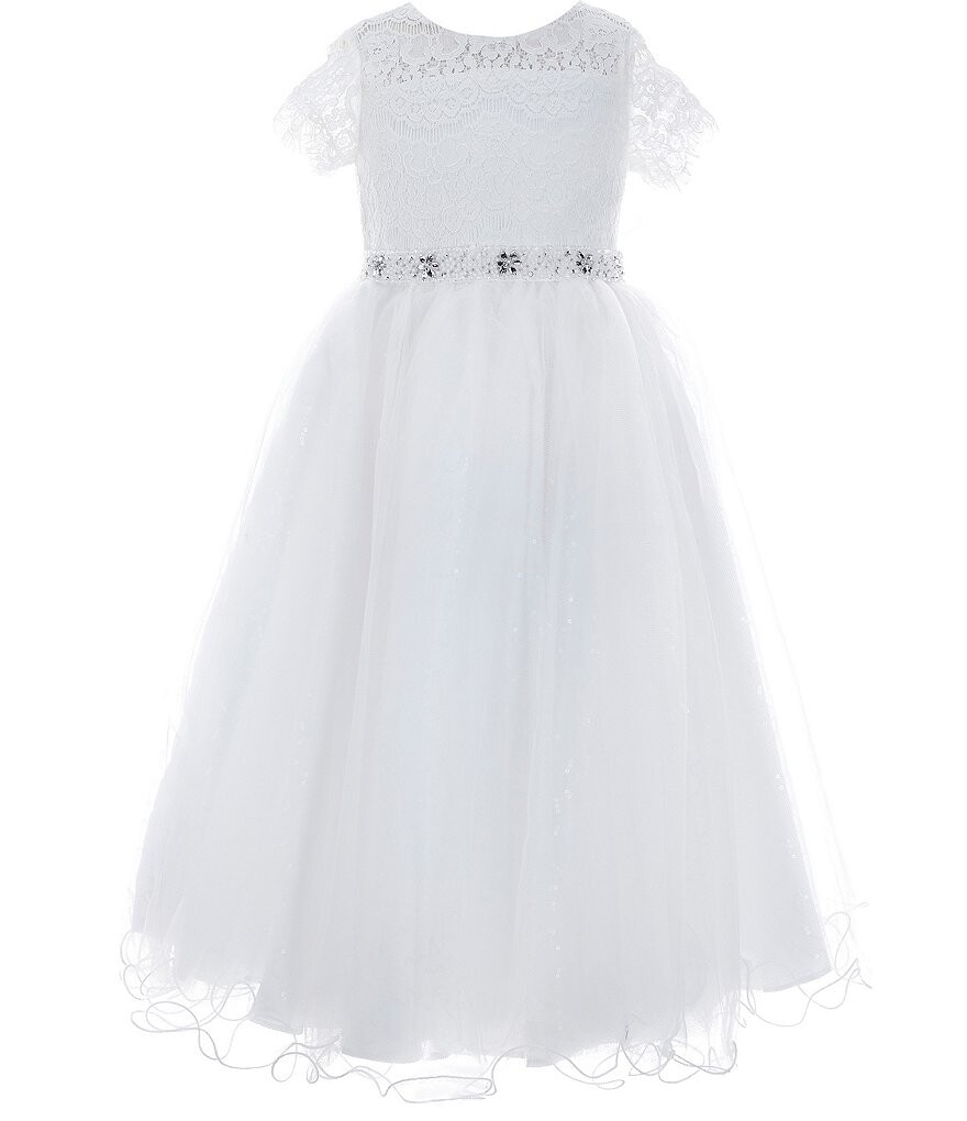 

Бальное платье Chantilly Place Little Girls 2T-6X с иллюзией кружева/сетки, белый