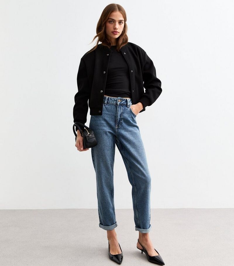 

Синие джинсы Tori Mom с завышенной талией New Look, синий