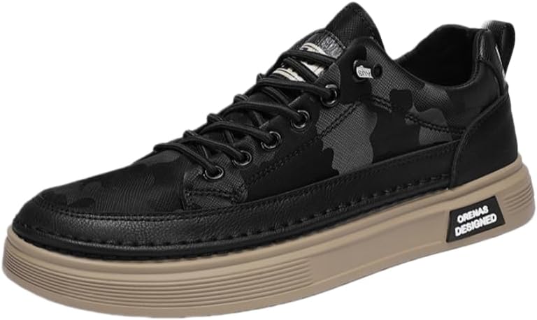 

Мужские модные спортивные кроссовки SPKFHD - шнуровка, плоские повседневные кроссовки с верхом из ПУ - комфортные и мягкие - подходят для повседневного использования, черный