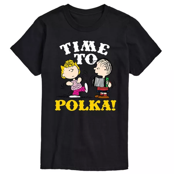 

Мужская футболка с рисунком в горошек «Peanuts Time to Polka» Licensed Character, черный