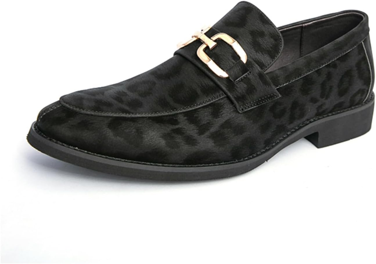 

Мужские кожаные лоферы с леопардовым принтом, без шнурков, с округлым носком, классические туфли, удобные мокасины для ходьбы, для делового повседневного ношения, офисной работы, вечеринок Yrzhgdl, черный