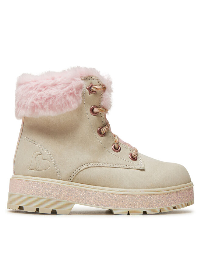 Женские ботинки Skechers Street Glitz с мехом и шнуровкой, экрю
