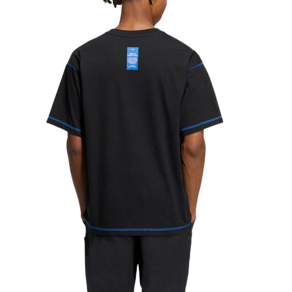 Футболка adidas originals 50th Annv Gfx T Small Logo Printing Stripe Loose Pullover Round Neck Short Sleeve Black T-Shirt, черный — фото 4