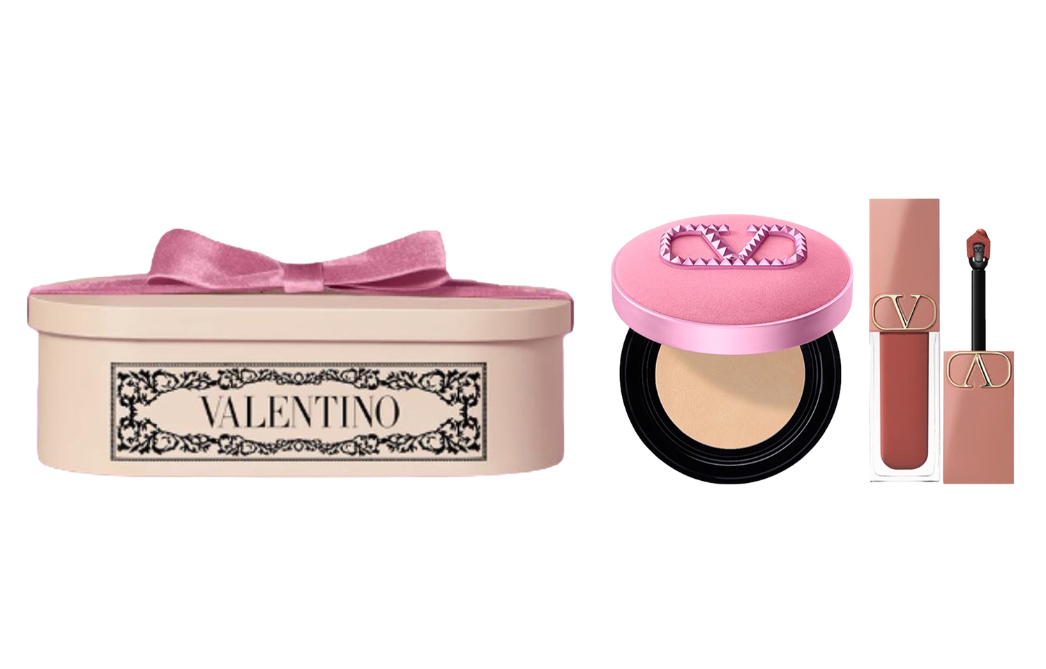 

Valentino Набор косметики Pink Velvet Cushion Lip Cream Box - легко растушевывается, стойкий, 6,5 мл+12 г