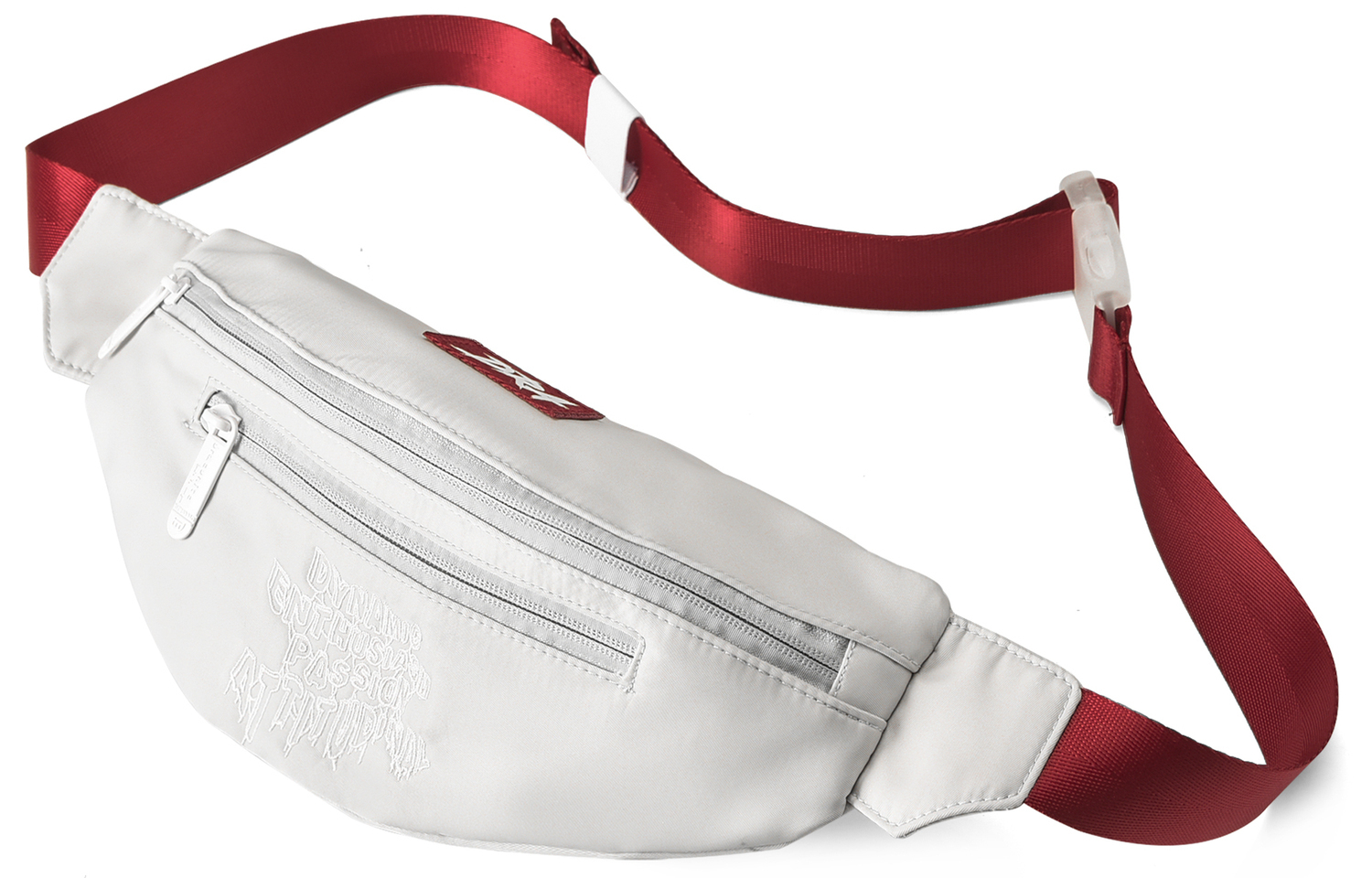 

Полиэстеровая сумка через плечо, наплечная сумка, слинг-сумка, поясная сумка унисекс серый красный контраст DRACONITE, один размер 3