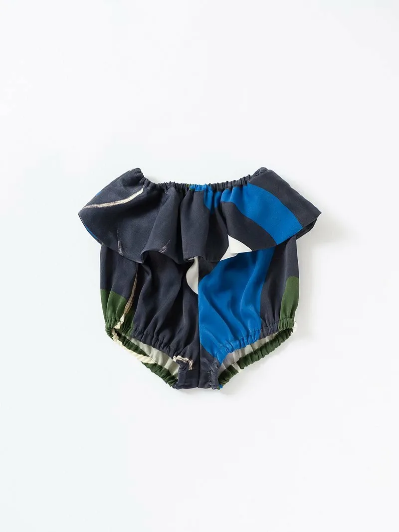 Брюки с оборками, выполненными вручную Tricote, 39NAVY
