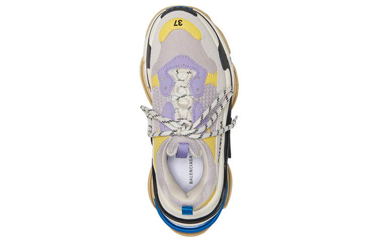 Женские кроссовки Balenciaga Triple S, фиолетовый/желтый/бежевый — фото 2