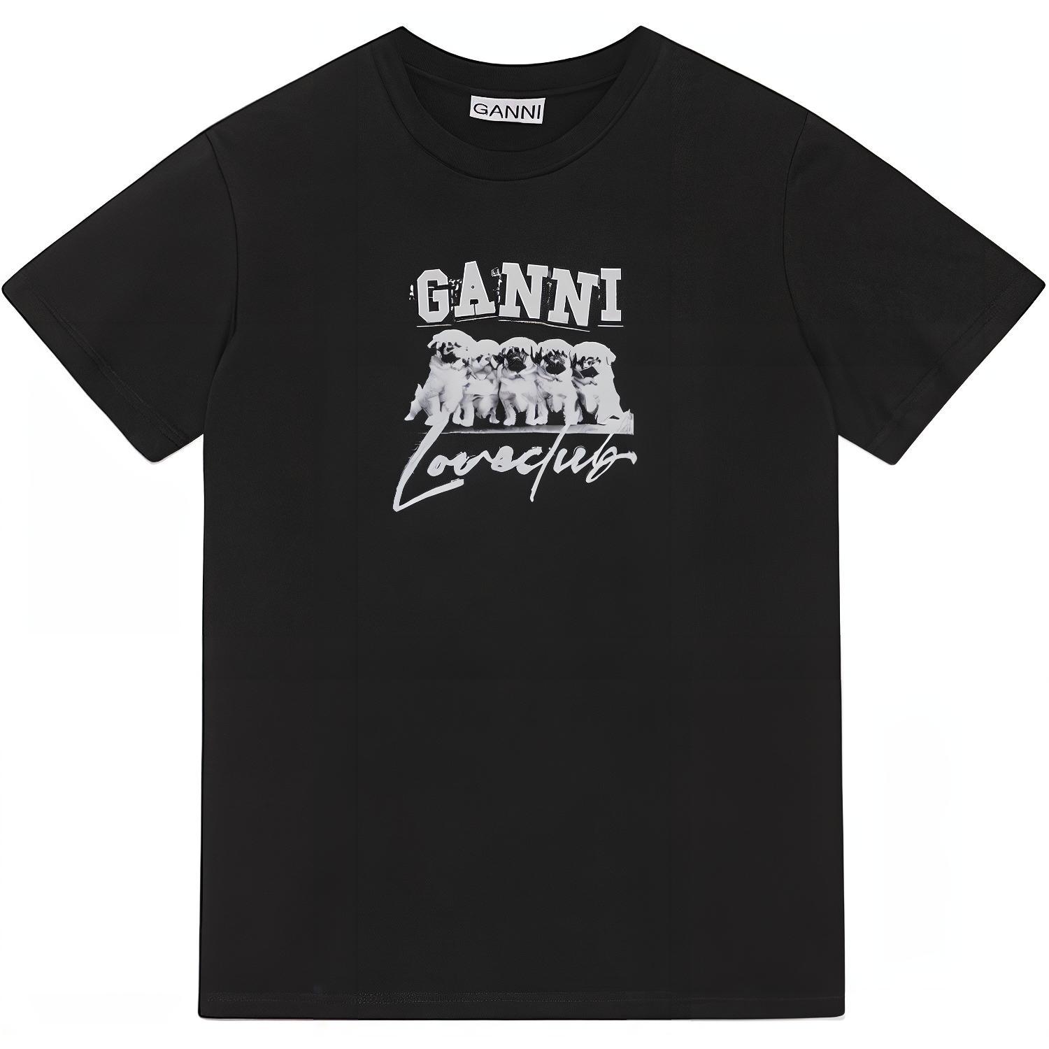 

Футболка Relaxed Thin Jersey Puppy Love GANNI, черный