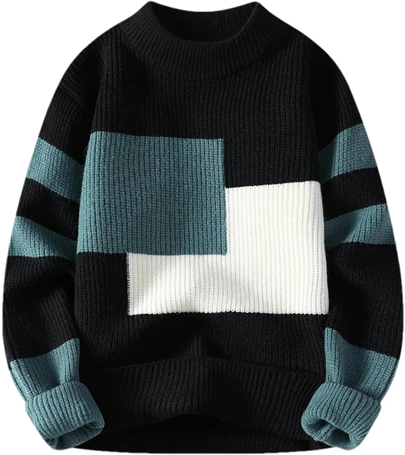 

Свитер мужской зимний Korean Style теплый с цветными вставками GaoLeAve