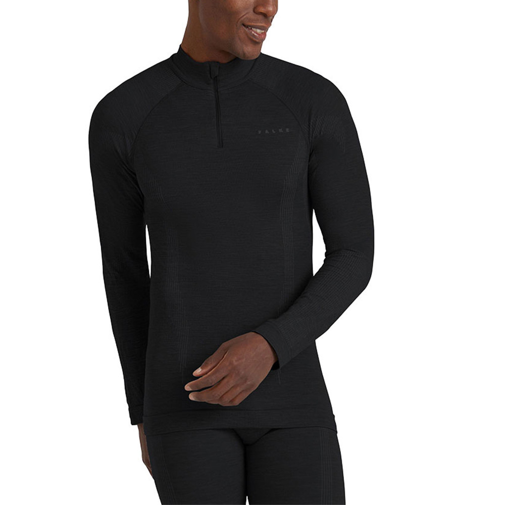 

Термофутболка Falke Wool-Tech с молнией до середины груди (мужская), Black