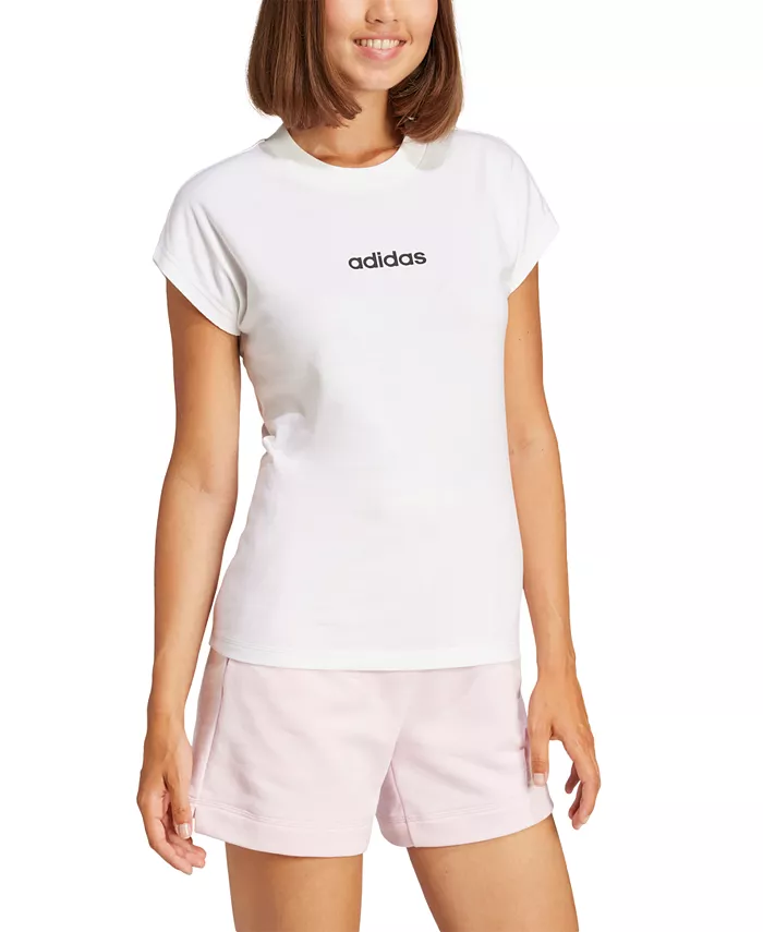 

Женская хлопковая футболка Essentials Linear adidas, белый