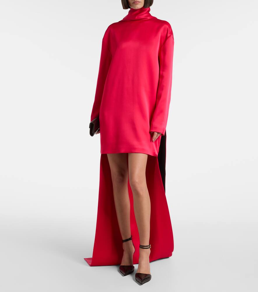 Асимметричное коктейльное платье из крепа с деталью-шарфом Tom Ford, Cranberry — фото 2