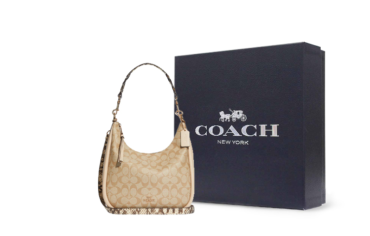 

COACH Жюль холщовая с кожаной отделкой сумка через плечо женская хаки