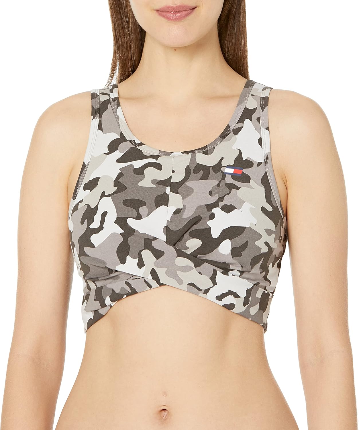 

Женский спортивный бюстгальтер с принтом и перекрученной передней частью Tommy Hilfiger, Light Asphalt