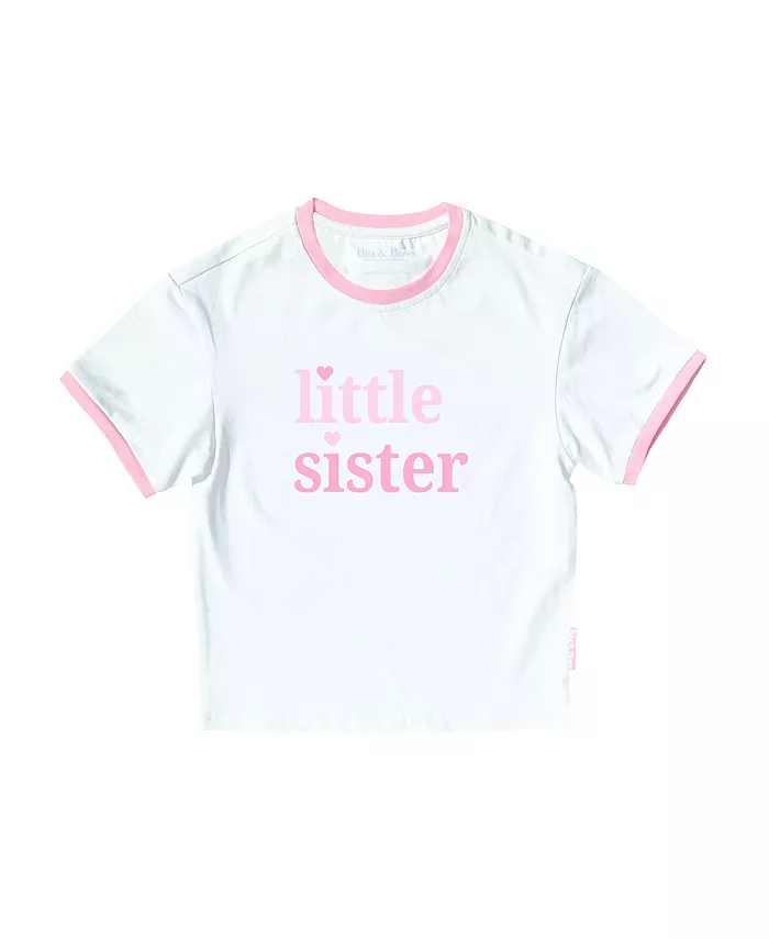 

Футболка с круглым вырезом для девочки Little Sister Bits & Bows, розовый