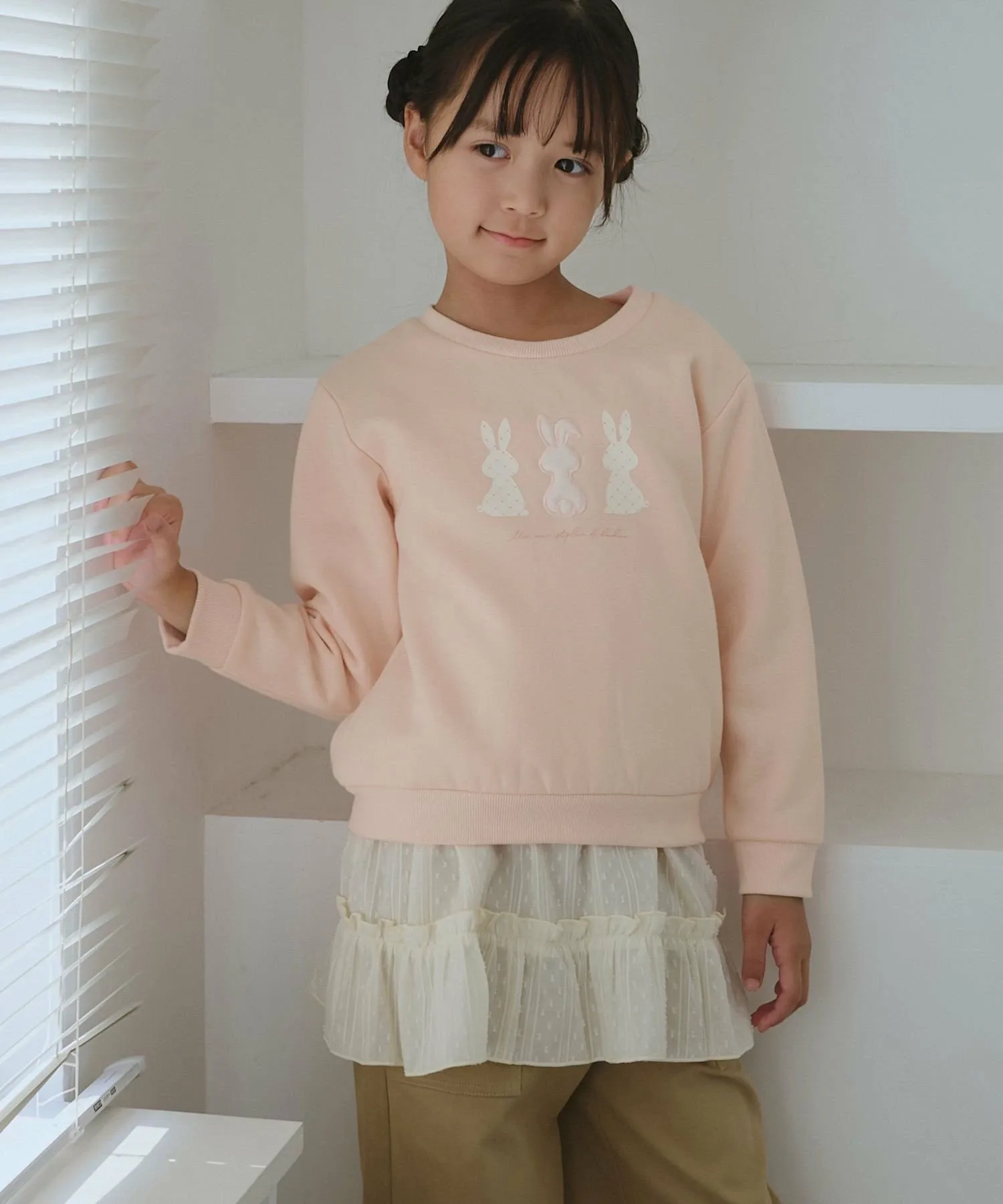 Пуловер с флисовой подкладкой и рисунком кролика ROPE' PICNIC KIDS, Pink (63)