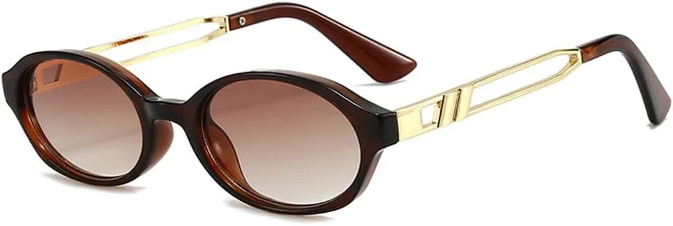 

Ретро маленькие овальные женские солнцезащитные очки, модные солнцезащитные очки UV400 для мужчин, панк-очки цвета чайного зеленого WNCKSQ, Brown Tea Gradient