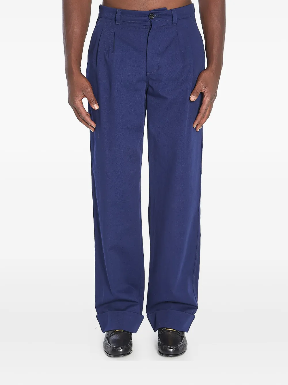 

Брюки из хлопка со складками Valentino Garavani, синий