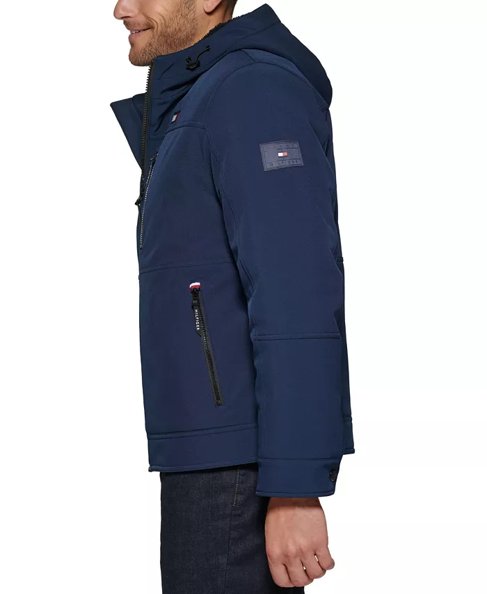 Мужская утепленная худи-куртка с подкладкой из шерпы Tommy Hilfiger, синий — фото 4