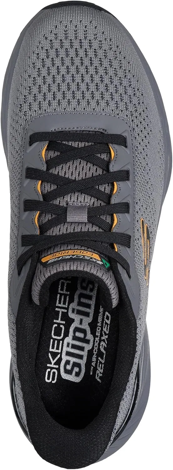 Кроссовки Skechers 232846 EDGERIDE, угольно-желто-серые, мужские, на шнурках, тканевые, без шнурков — фото 3