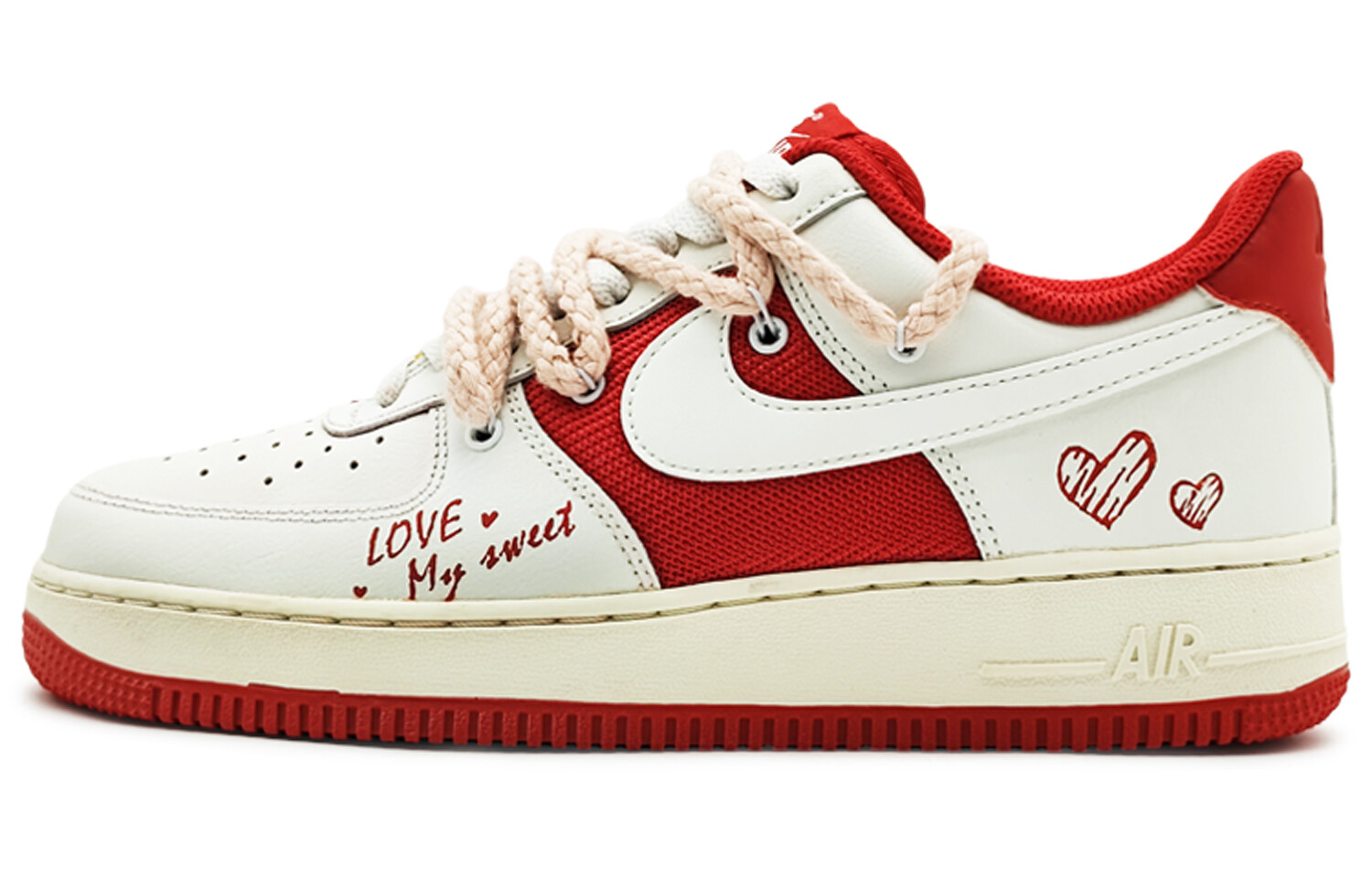 

Кроссовки Nike Air Force 1 Skateboarding Shoes Unisex Low-top White/red, красный/бежевый