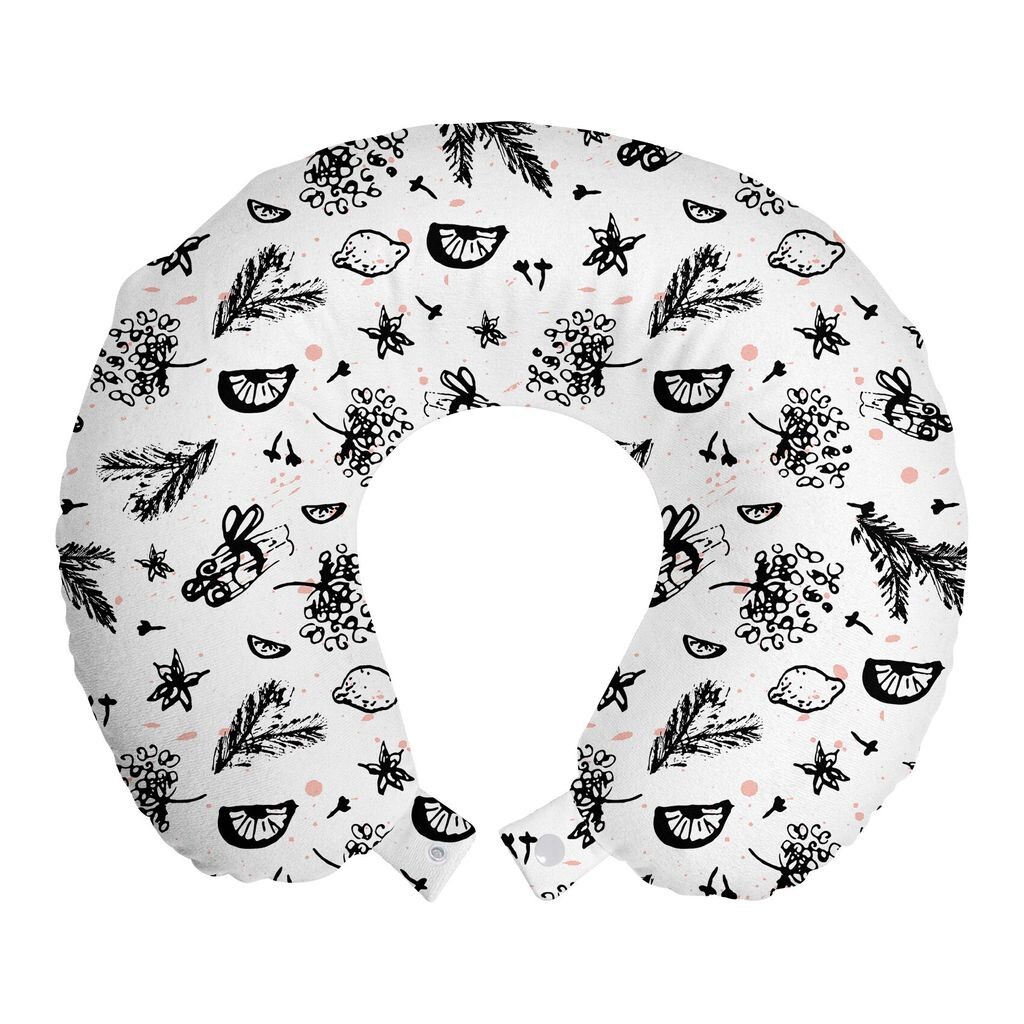 

ABAKUHAUS Детская подушка для путешествий, поддержка шеи, цветочные формы и цитрусовые, пенопластовые дорожные принадлежности для самолета и автомобиля, 30x30 см, белый кока-серый и румяный