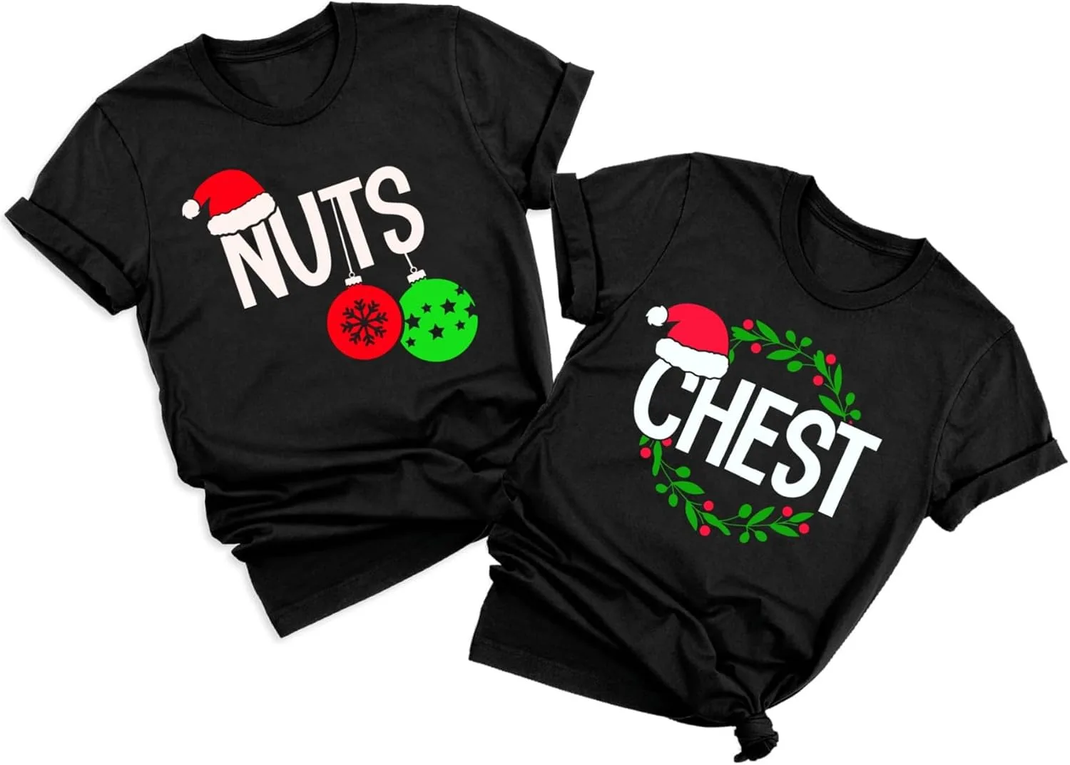 

Рождественская футболка для пары с принтом Qkdemfa