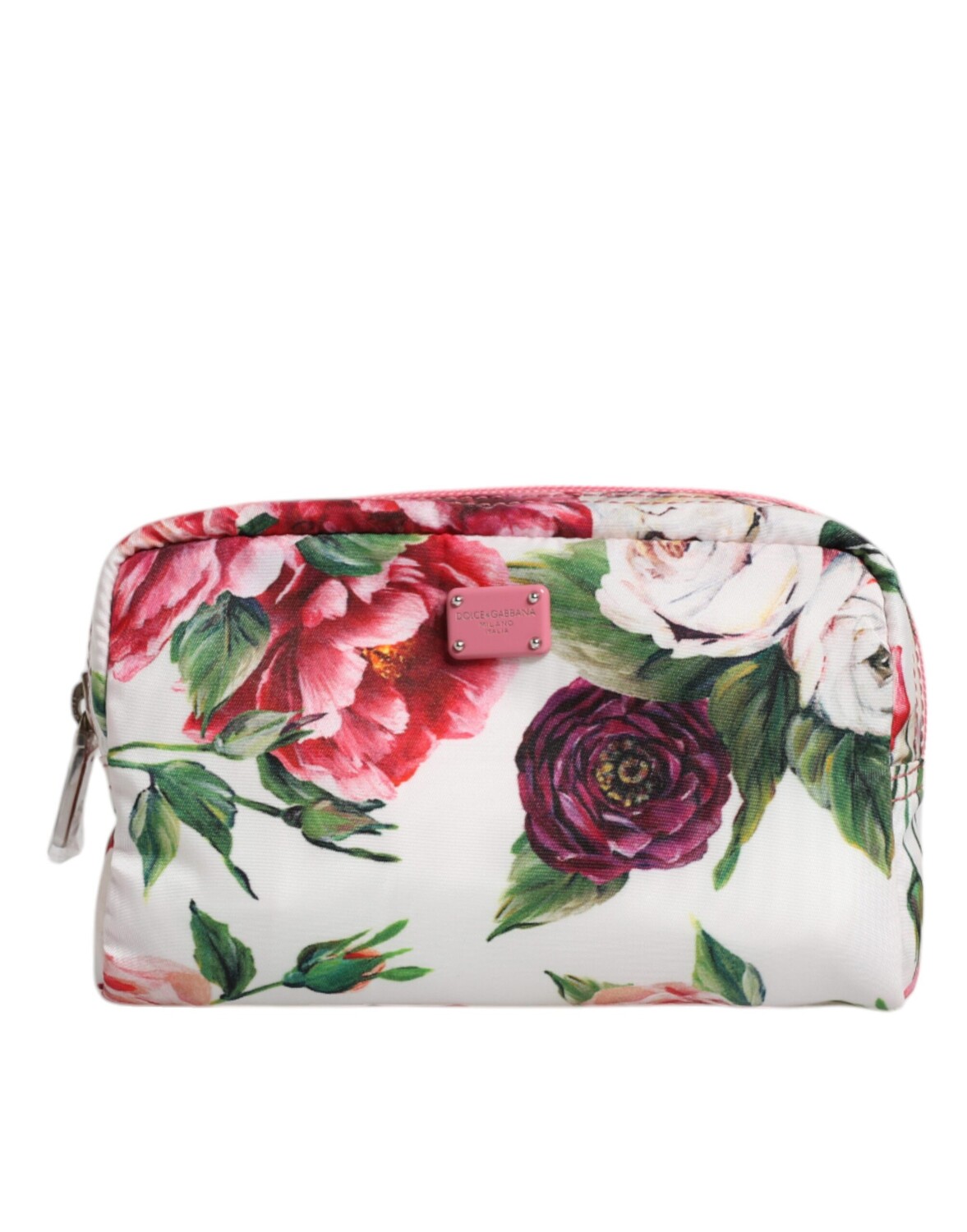 

Белый цветочный нейлоновый логотип на молнии кошелек-кошелек Dolce & Gabbana