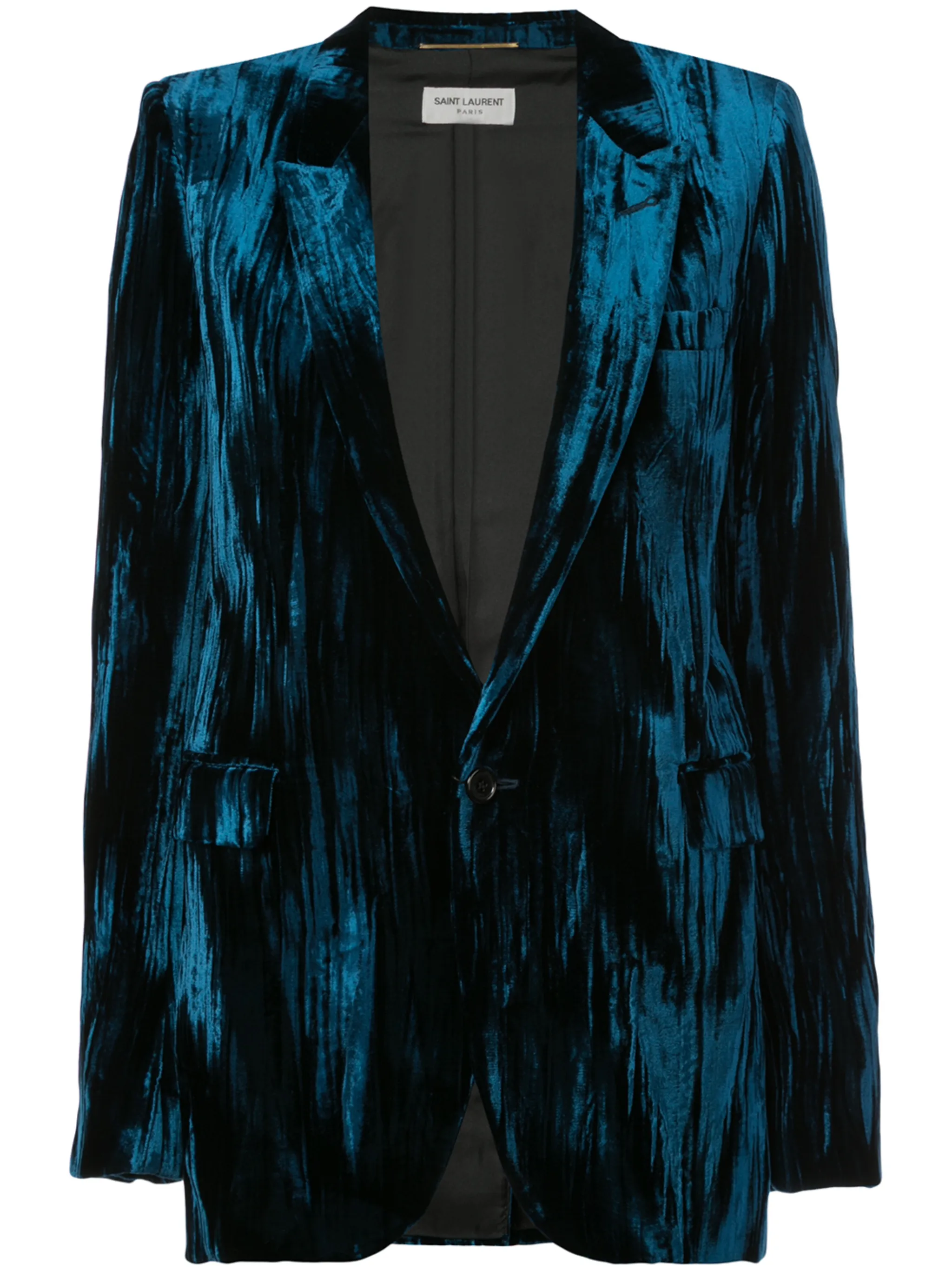 

Бархатный блейзер с жатым эффектом Saint Laurent, синий