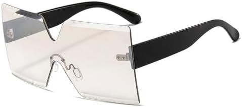 

Женские солнцезащитные очки без оправы, цельные, увеличенного размера, с защитой от УФ-излучения UV400, модные очки для женщин, черные, светло-серебристые MTZJH, One Color