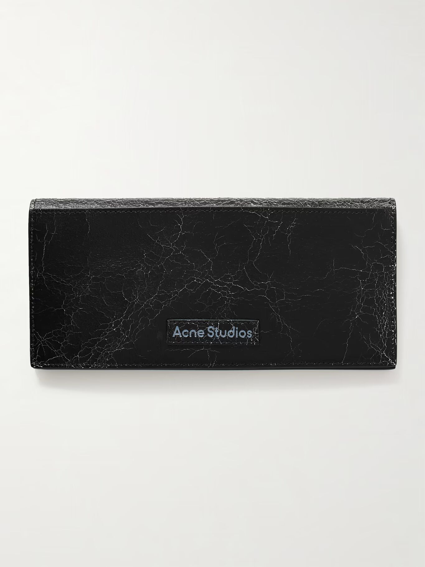 Кошелек из потрескавшейся кожи с логотипом и двойным сложением ACNE STUDIOS, черный — фото 3