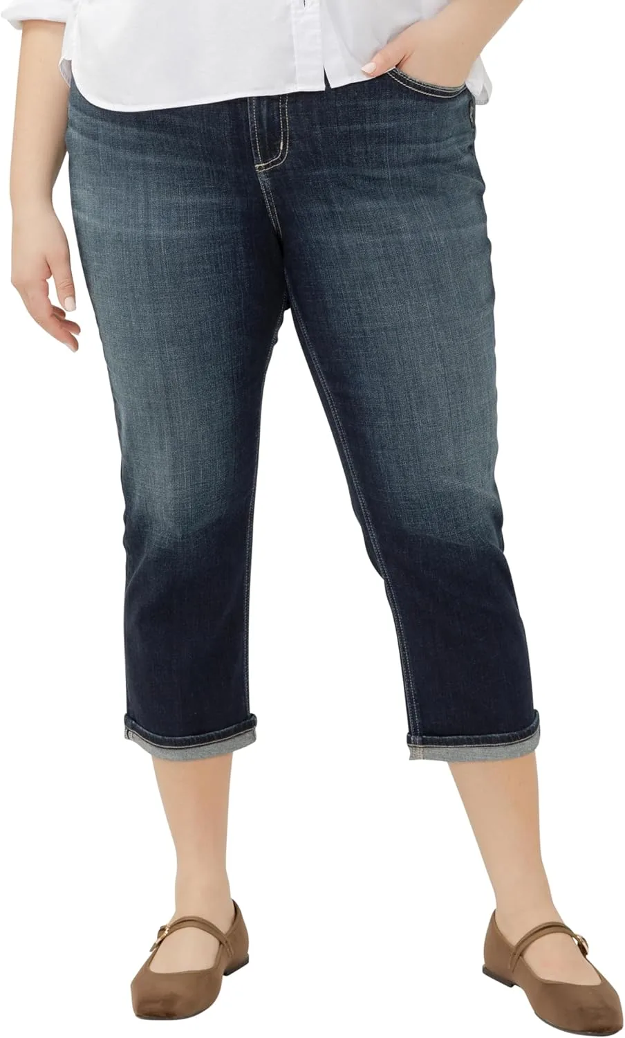 

Silver Jeans Co. Женские джинсы Plus Size Avery High Rise Curvy Fit Capri