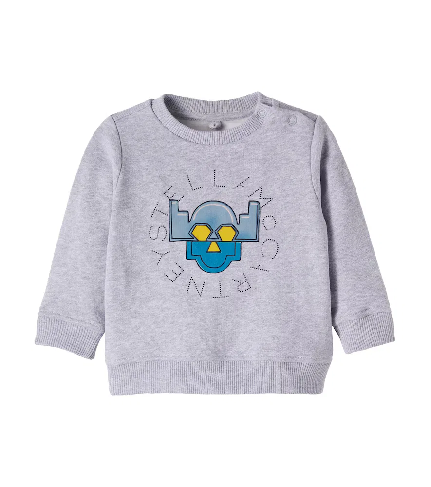 Детская хлопковая трикотажная толстовка с логотипом Stella McCartney Kids, серый