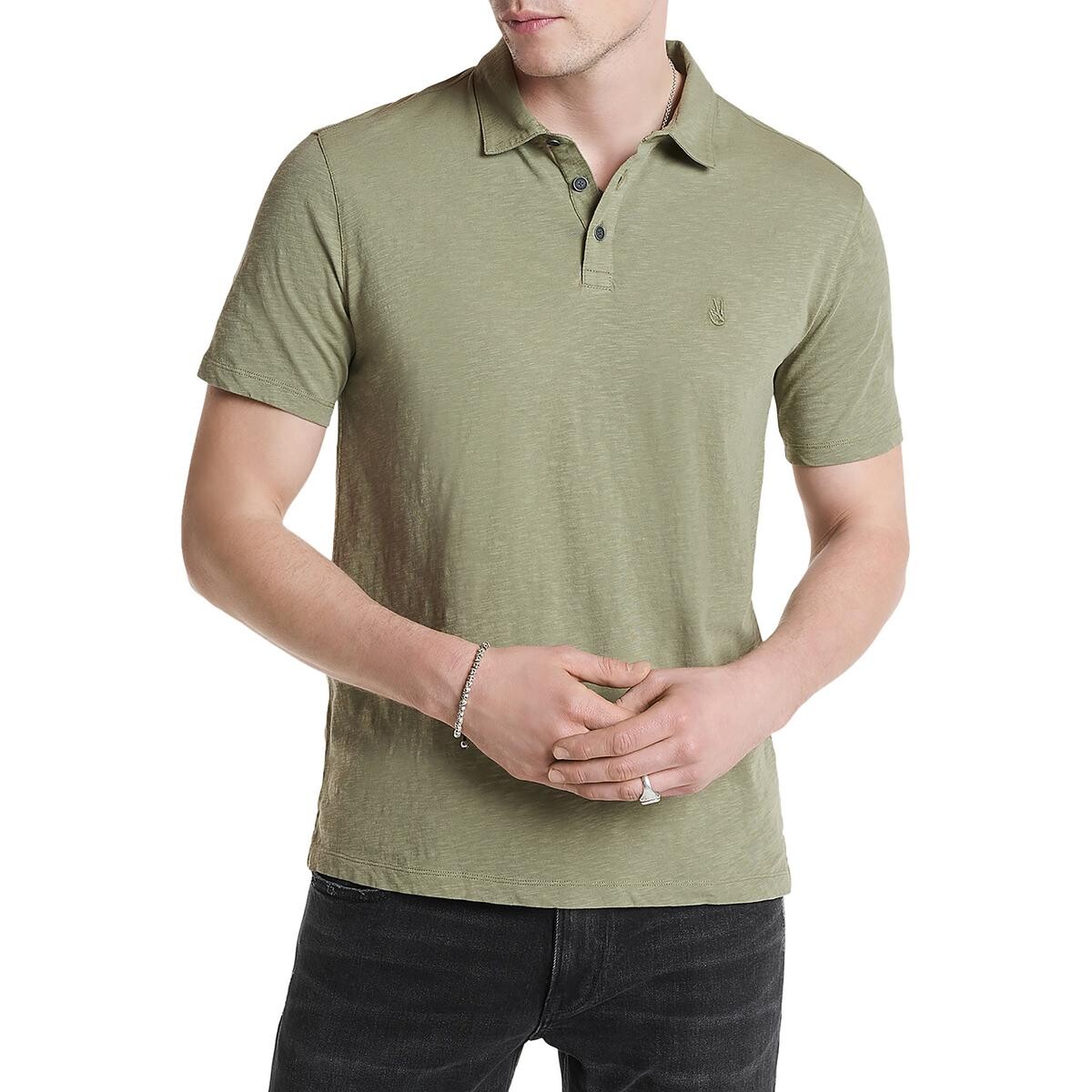 

Мужская хлопковая терморубашка с коротким рукавом John Varvatos, цвет Lichen Green