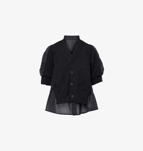 

Хлопковый кардиган с полосатым принтом Twist Sacai, черный