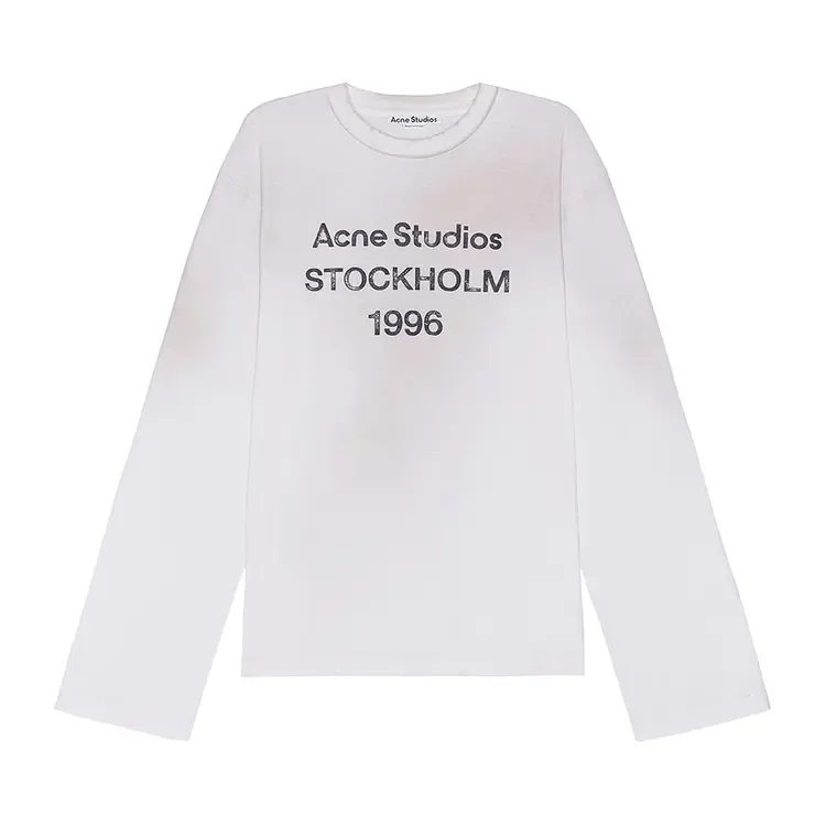 Футболка с длинными рукавами и круглым вырезом от Acne Studios, цвет «Off White»