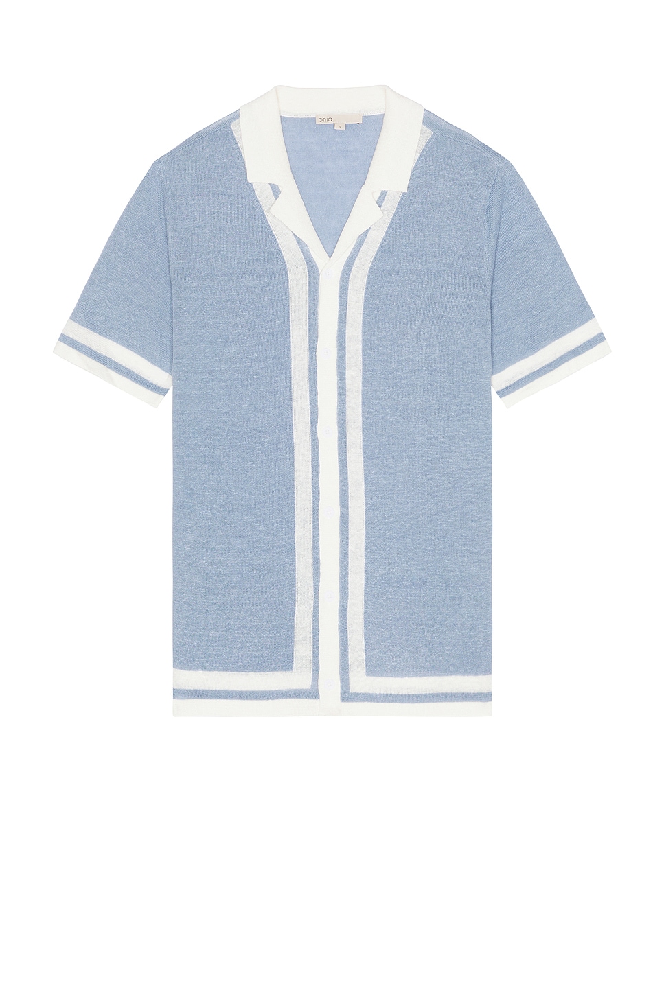 

Льняная трикотажная рубашка Onia, baby blue & white
