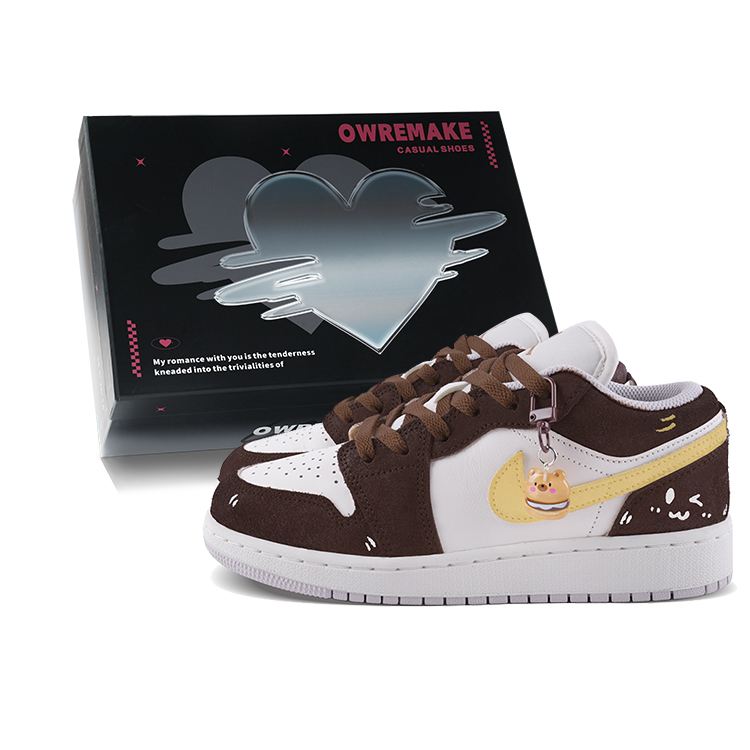 

Детские кроссовки для скейтбординга Air 1 Low Top для подростков Jordan, коричневый/белый