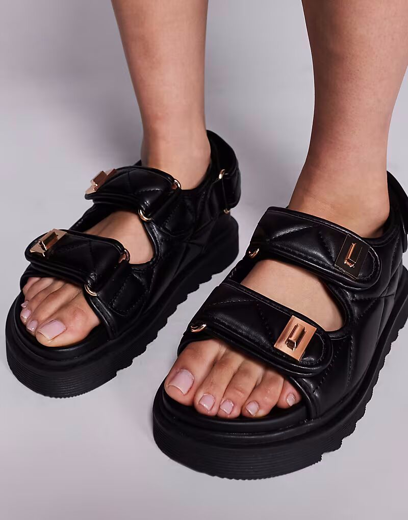 Босоножки Simmi London Eboni на толстой подошве из черного полиуретана SIMMI Shoes — фото 3