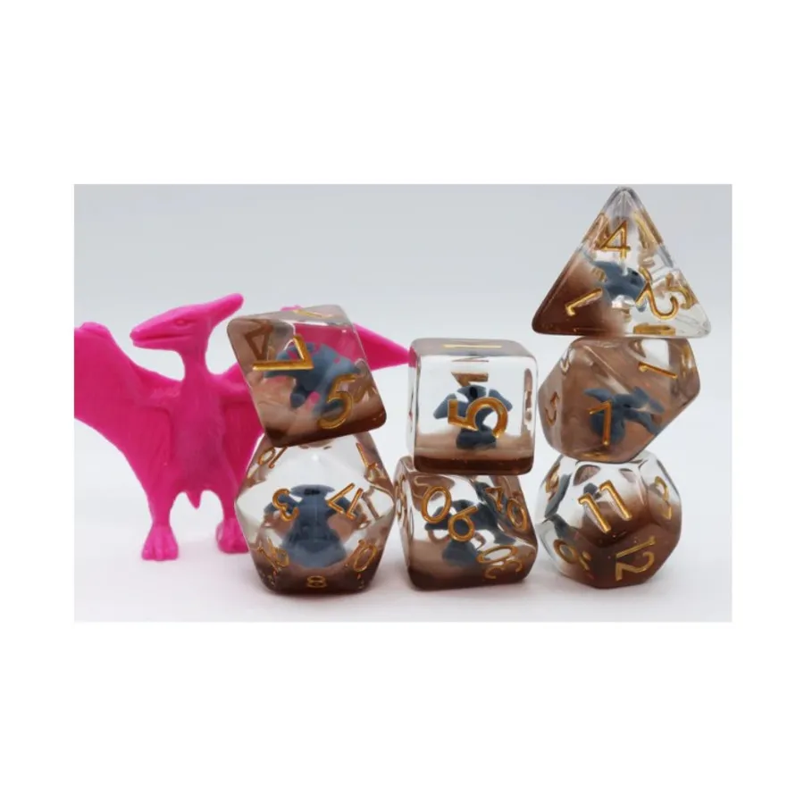 

Набор Poly — синий птеродактиль с золотом (7), Dice Sets - Resin/Acrylic - Rainbow & Multi-Colored (Foam Brain Games)