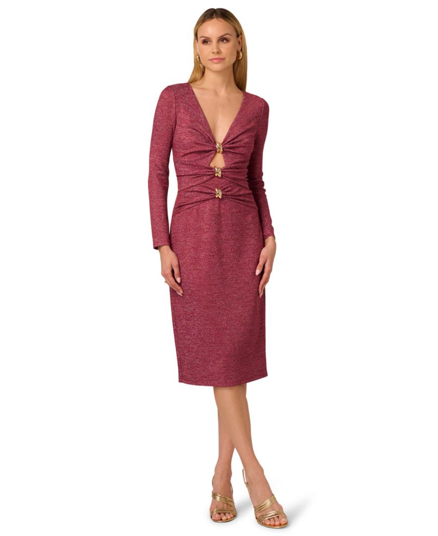 

Женское трикотажное платье миди с металлизированным блеском Adrianna, Pink