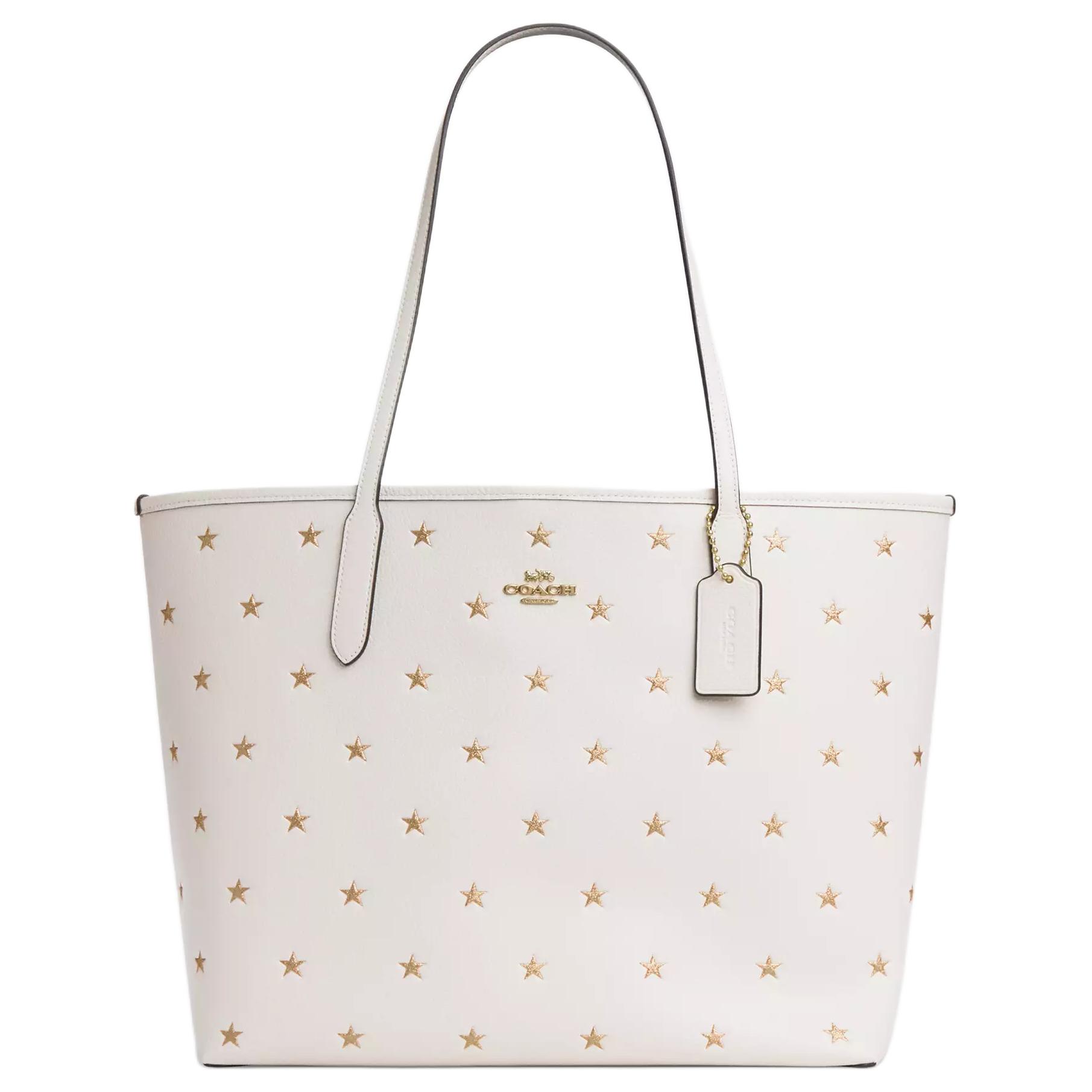 

Городская двусторонняя кожаная сумка через плечо Tubas женская меловая белая COACH