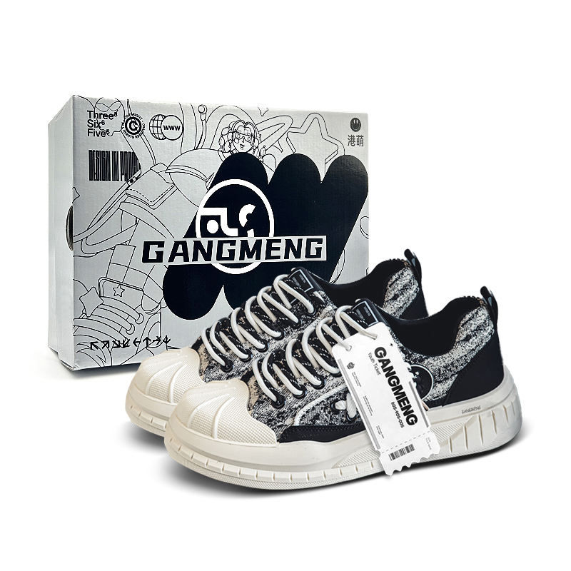 

Нескользящие водонепроницаемые и дышащие низкие кроссовки для скейтбординга для мужчин Hong Kong Meng, Black[Box]