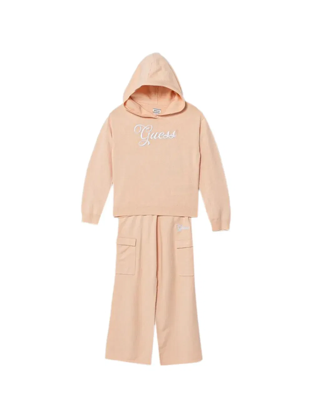 Комбинезон с капюшоном и вышивкой GUESS Kids, бежевый